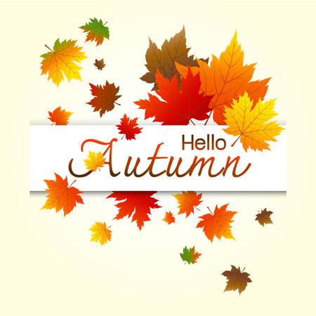 Vector hello autumn maple leaves designのイラスト素材