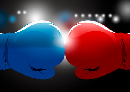 Red and blue boxing glovesのイラスト素材