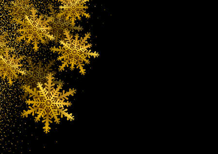 Merry christmas and Happy new year background design of gold snowflake with copy spaceのイラスト素材