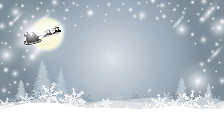 Christmas background design of santa claus with reindeer and snowflake in winter vector illustrationのイラスト素材