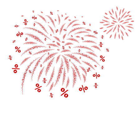 Percent fireworks design on white background vector illustrationのイラスト素材