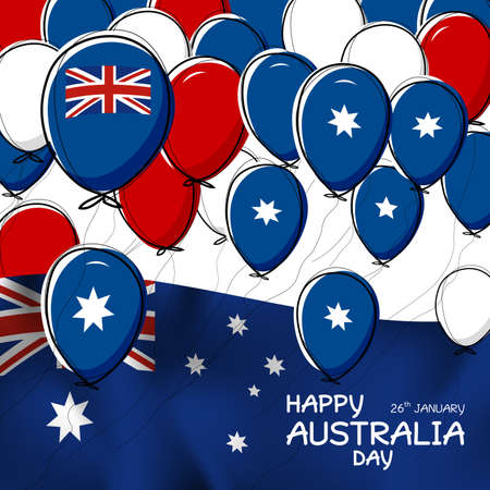 Australia day design of flag and balloon on white background vector illustrationのイラスト素材