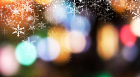Christmas background design of snowflake and bokeh lightの写真素材