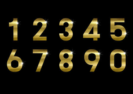 Gold metal number on black background vector illustrationのイラスト素材