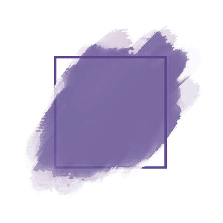 Violet watercolor brush with line frame on white background vector illustrationのイラスト素材