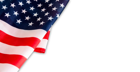 USA or america flag isolated on white background with clipping path