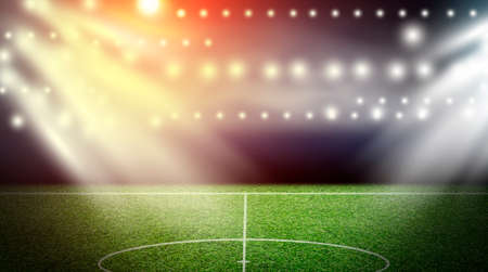 Soccer field and spotlight background in the stadiumの写真素材