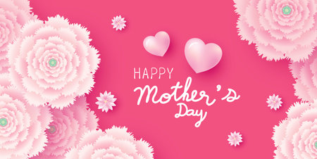 Mother's day card concept design of pink flowers vector illustrationのイラスト素材