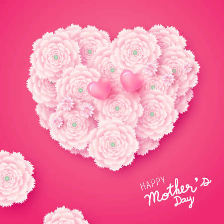 Mothers day card design of heart shape flowers on pink background vector illustrationのイラスト素材