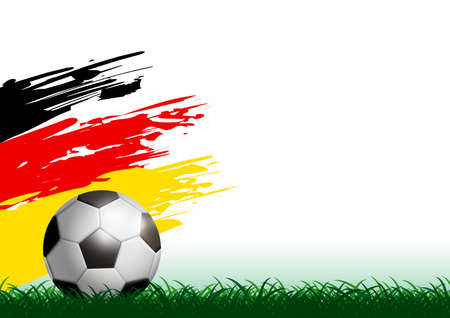 Soccer ball on grass with paintbrush vector illustationのイラスト素材