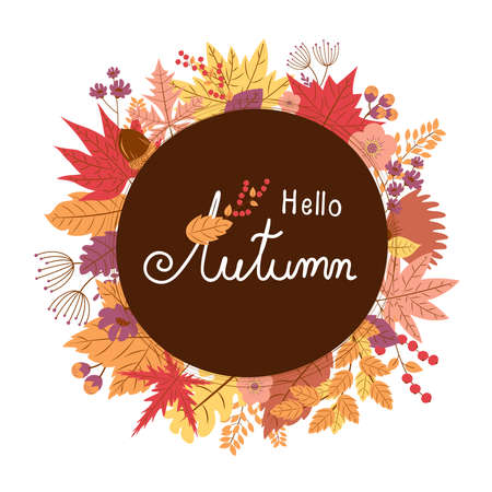 Autumn leaves design on white background vector illustrationのイラスト素材