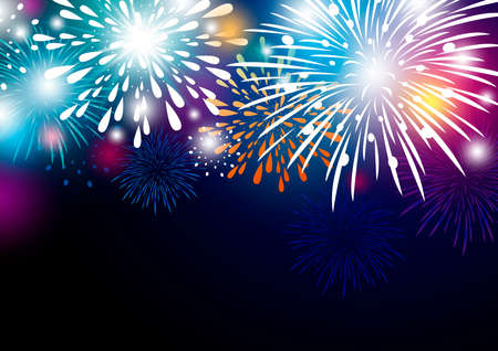 Colorful abstract fireworks background design vector illustrationのイラスト素材