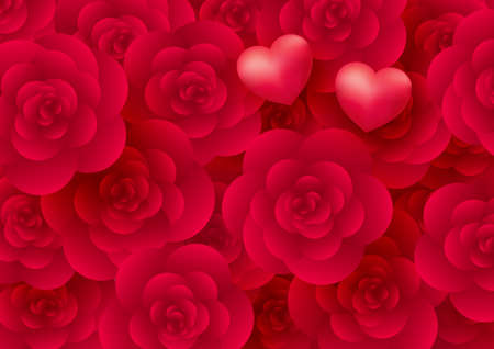 Rose flowers and hearts background for valentine's day vector illustrationのイラスト素材