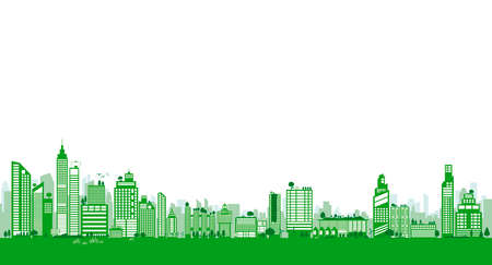 Green city design of building and tree with copy space earth and environment day ecology concept vector illustrationのイラスト素材