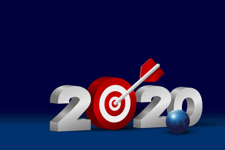 Business concept design of new year 2020 with target on blue background vector illustrationのイラスト素材