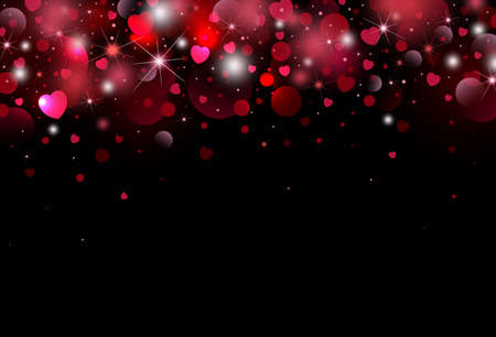 Valentines day background design of heart with bokeh light vector illustrationのイラスト素材