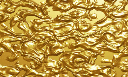 Gold liquid texture background 3D renderの写真素材