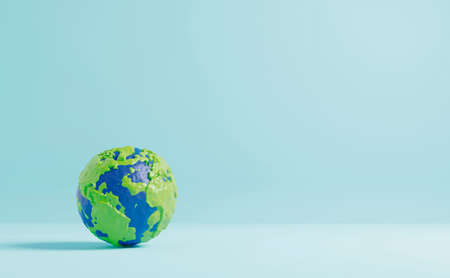 Plasticine earth on color paper background minimal style 3D renderの写真素材