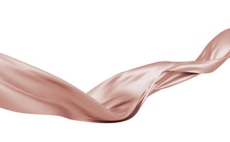 Rose gold fabric flying in the wind isolated on white background 3D renderの写真素材