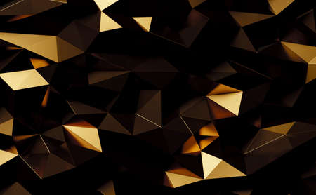 Abstract gold metal geometric triangles background 3d renderの写真素材