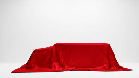 Empty podium with red cloth 3d renderの写真素材