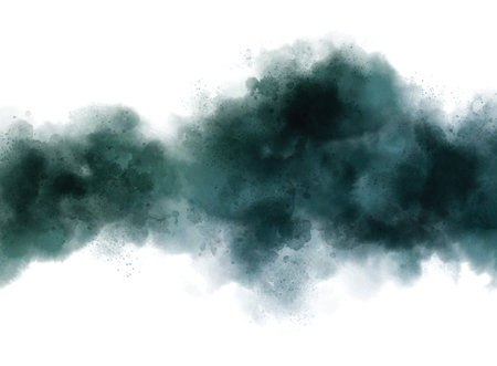 Green watercolor on white background with copy space grunge style illustration