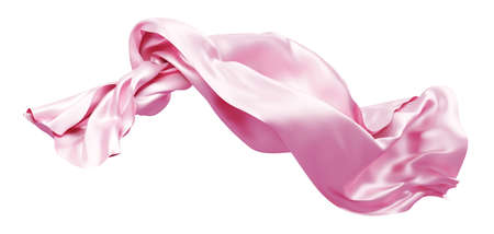 Pink fabric flying in the wind isolated on white background 3D renderの写真素材