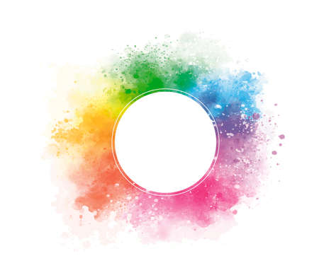 Colorful watercolor with blank circle on white background vector illustrationのイラスト素材