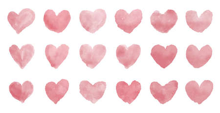Watercolor hearts on white background vector illustrationのイラスト素材