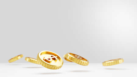 Gold dollar coin with copy space 3D renderの写真素材