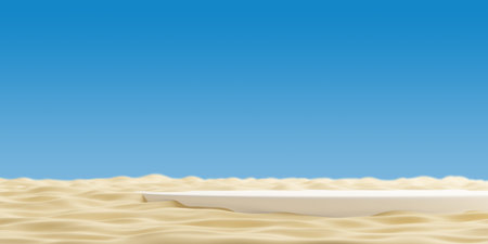 Podium on sand beach product display Minimal summer 3D renderの写真素材