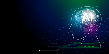 Ai technology artificial intelligence banner design vector illustrationのイラスト素材