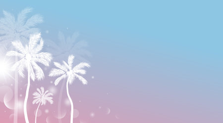 Tropical summer banner design of coconut tree with bokeh vector illustrationのイラスト素材