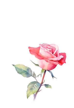 Watercolor rose isolated on white background Generative aiの素材