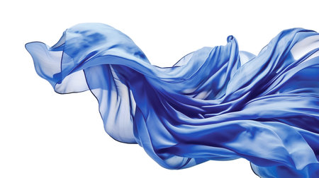 Blue fabric flying in the wind isolated on white background Generative aiの素材