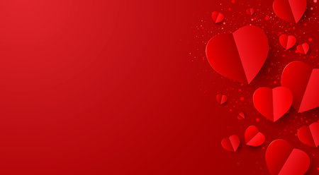 Valentine's day banner design of hearts on red background with copy space vector illustrationのイラスト素材