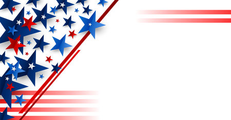 4th of july USA independence day banner design of stars on white background with copy space vector illustrationのイラスト素材