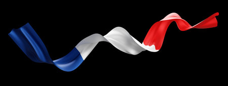 France flag isolated on black background 3D renderの写真素材