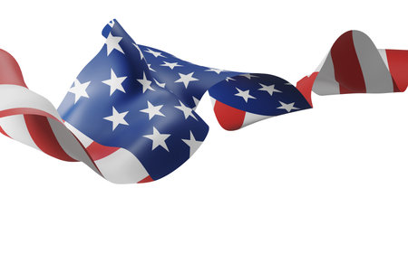 USA or American flag isolated on white background 3D renderの写真素材