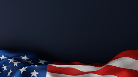 USA or American flag on blue background Independence day banner 3D renderの写真素材
