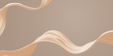 Liquid foundation or cosmetic cream on brown background with copy space 3D renderの写真素材