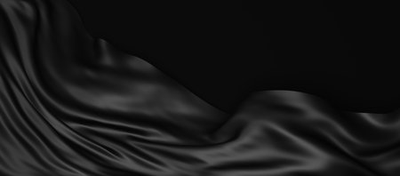 Black fabric on black  background with copy space 3D renderの写真素材