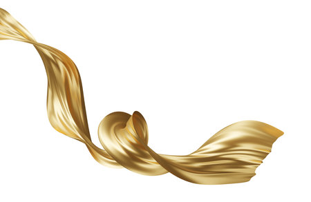 Luxury gold wave on white background with copy space 3D renderの写真素材