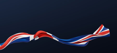 United kingdom flag on dark blue background with copy space 3D renderの写真素材