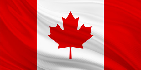 Canadian flag wave Canada day 3D renderの写真素材