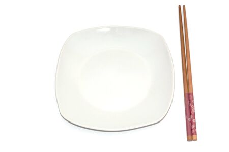 Empty plate for sushi isolated on whiteの写真素材