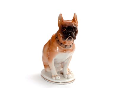 Porcelain antique red dog isolated on whiteの写真素材