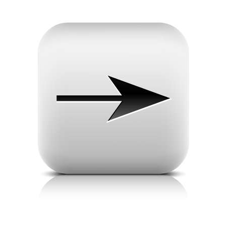 Gray icon with black arrow sign. Series in a stone style. Rounded square button with shadow, reflection on white background. Vector illustration graphic design elementのイラスト素材