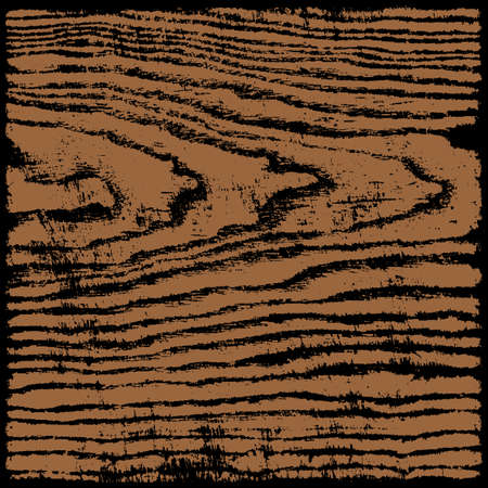 Brown and black wood texture background in square format. Realistic plank with annual years circles. Empty natural pattern swatch template. Vector illustration design elementsのイラスト素材