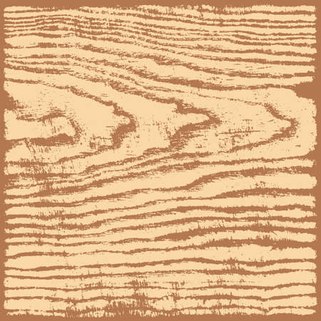 Beige brown wood texture background in square format. Realistic plank with annual years circles. Empty natural pattern swatch template. Vector illustration design elements save in 8 epsのイラスト素材